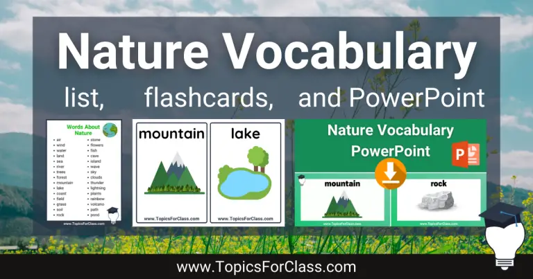 List Of Words About Nature With Flashcards And PPT