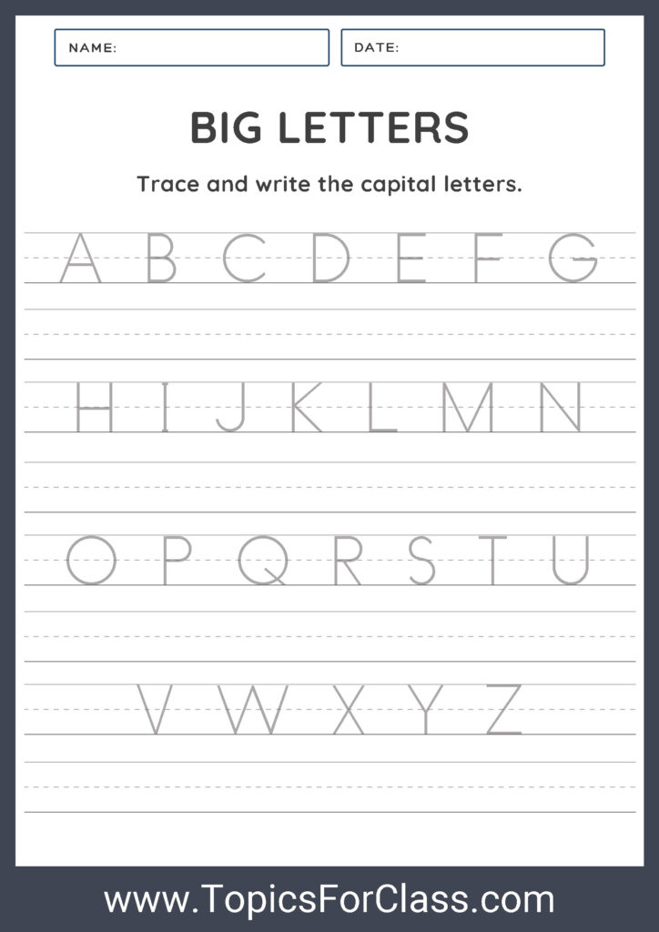 Alphabet Tracing Worksheet A to Z Uppercase