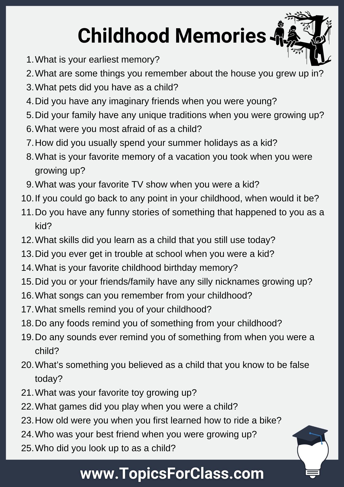 Conversation Questions About Childhood Memories PDF
